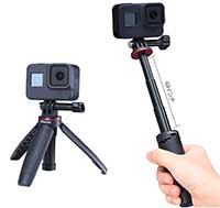 Ulanzi GoPro専用自撮り棒セルカ棒3段伸縮3way撮り棒伸縮一脚三脚ゴープロ用DJI OSMO,ACTION/OSMO POCKET用 アクションカメラ自撮りセット